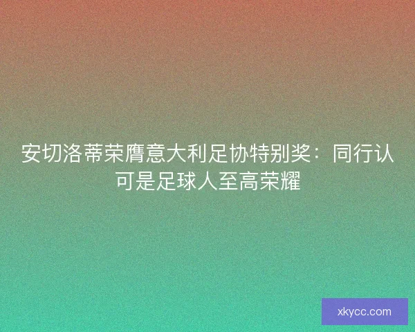 安切洛蒂荣膺意大利足协特别奖：同行认可是足球人至高荣耀